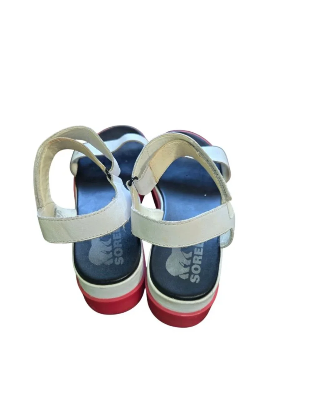 Sorel Cameron Flatform Sandal White/ Punch Pink Leather Size 8.5